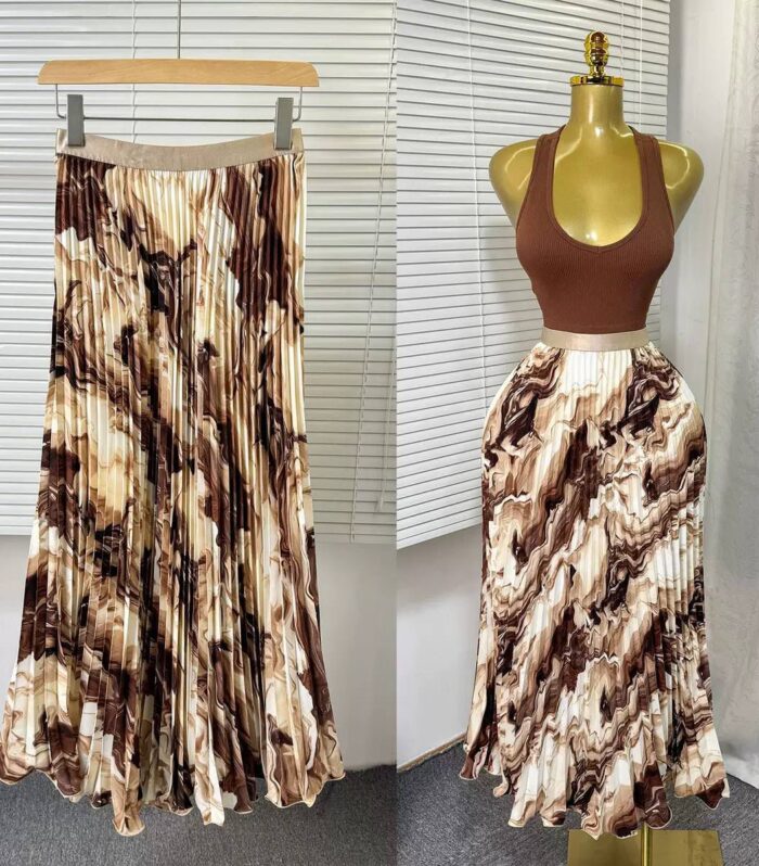Coffee Pleated Skirt 402
