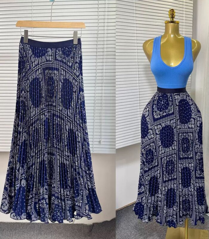 Deep Blue Pleated Skirt 402