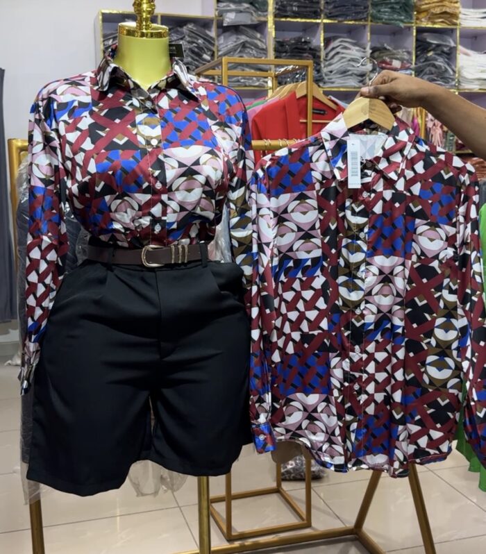 Wine Stripes Silk Shirt 408